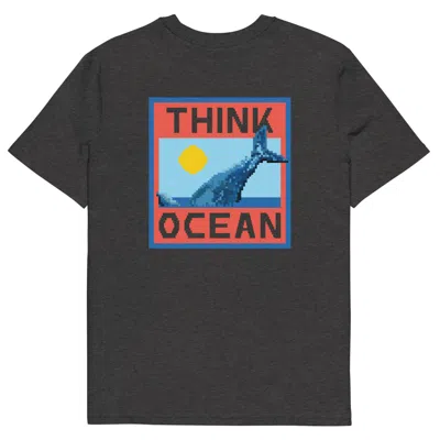 Anchor & Crew Heather Black Think Ocean Whale Pixel Art Organic Cotton T-shirt - Men