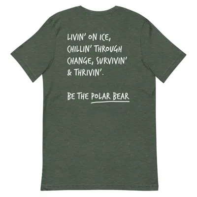 Anchor & Crew Heather Forest Green Think Ocean Polar Bear Aspirations Cotton Embroidered T-shirt - Men