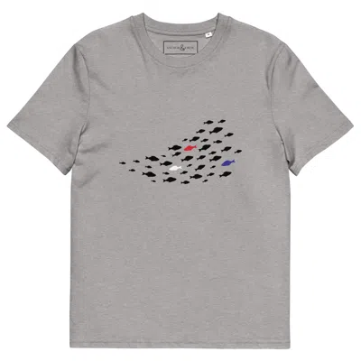 Anchor & Crew Heather Grey Fish Where's William Going? Organic Cotton T-shirt - Men In Gray
