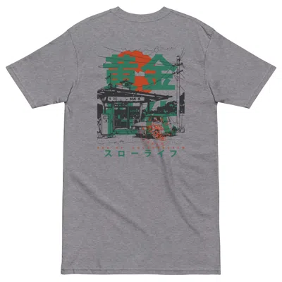 Anchor & Crew Heather Grey Four Gas Station Japan Era Heavy Cotton T-shirt - Women In Gray