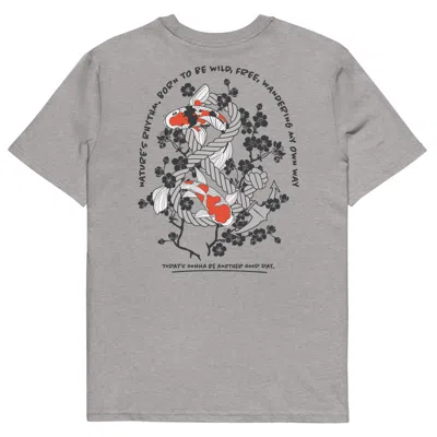 Anchor & Crew Heather Grey Koi Fish Another Good Day Organic Cotton T-shirt - Women In Gray