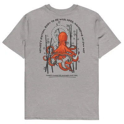 Anchor & Crew Heather Grey Octopus Another Good Day Organic Cotton T-shirt - Women In Gray