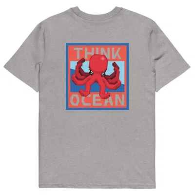Anchor & Crew Heather Grey Think Ocean Octopus Pixel Art Organic Cotton T-shirt - Women
