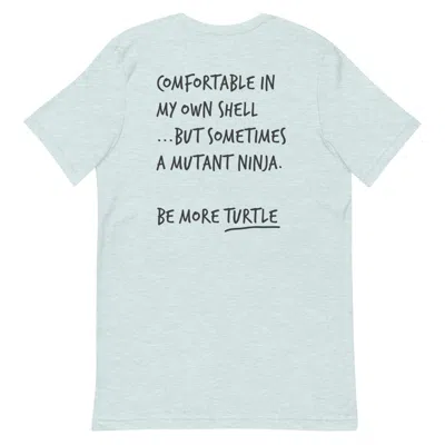 Anchor & Crew Heather Ice Blue Think Ocean Turtle Aspirations Cotton Embroidered T-shirt - Women