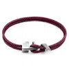 Anchor & Crew Men's Aubergine Purple Brixham Silver & Rope Bracelet In Purple