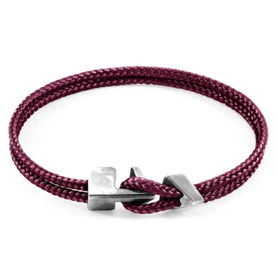 Anchor & Crew Men's Aubergine Purple Brixham Silver & Rope Bracelet