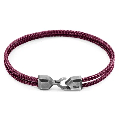 Anchor & Crew Men's Aubergine Purple Cromer Silver & Rope Bracelet
