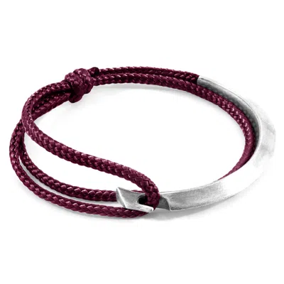 Anchor & Crew Men's Aubergine Purple Hove Silver & Rope Bracelet