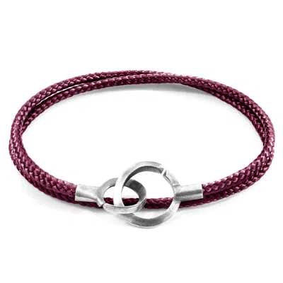 Anchor & Crew Men's Aubergine Purple Montrose Silver & Rope Bracelet