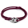 Anchor & Crew Men's Aubergine Purple Windsor Silver & Rope Bracelet In Purple
