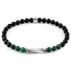 Anchor & Crew Men's Black / Green Green Jade Orinoco Silver & Stone Bracelet In Multi