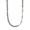 Anchor & Crew Men's Black Onyx, Grey Jasper & Brown Tigers Eye Isaac Silver & Stone Skinny Necklace X Wrap Bracele In Black