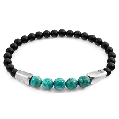 Anchor & Crew Men's Blue Turquoise Hukou Silver & Stone Bracelet