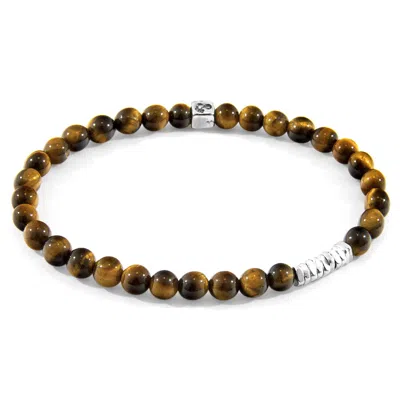Anchor & Crew Men's Brown Tigers Eye Atrato Silver & Stone Bracelet