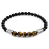 Anchor & Crew Men's Brown Tigers Eye Hukou Silver & Stone Bracelet In Brown