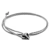 Anchor & Crew Men's Classic Grey Arthur Silver & Rope Skinny Bracelet In Gray