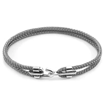 Anchor & Crew Men's Classic Grey Canterbury Silver & Rope Bracelet In Gray