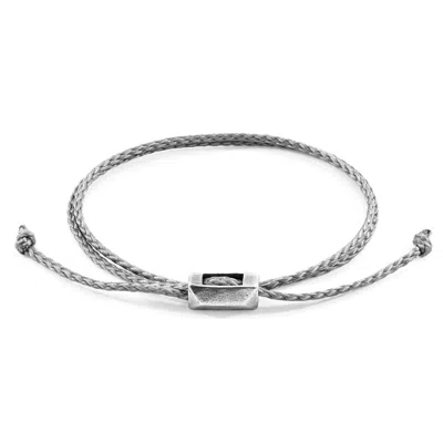 Anchor & Crew Men's Classic Grey Edward Silver & Rope Skinny Bracelet In Gray