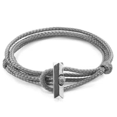Anchor & Crew Men's Classic Grey Oxford Silver & Rope Bracelet In Gray