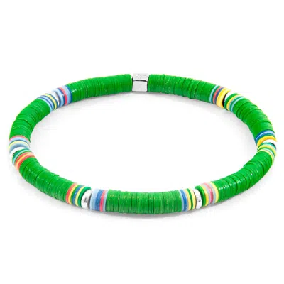 Anchor & Crew Men's Green Nakuru Silver & Vinyl Disc Bracelet