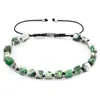 Anchor & Crew Men's Green Natural Tree Agate Ralph Silver & Stone Skinny Macrame Bracelet In Green