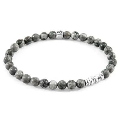 Anchor & Crew Men's Grey Jasper Atrato Silver & Stone Bracelet In Gray