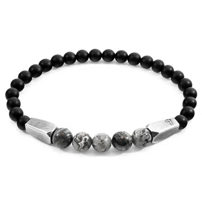Anchor & Crew Men's Grey Jasper Hukou Silver & Stone Bracelet In Gray