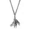 Anchor & Crew Men's Grey Jasper Marcus Silver, Stone & Braided Cotton Voile Skinny Necklace X Wrap Bracelet In Gray