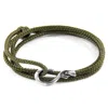 Anchor & Crew Men's Khaki Green Heysham Silver & Rope Bracelet In Green