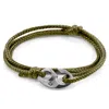 Anchor & Crew Men's Khaki Green Windsor Silver & Rope Bracelet In Green