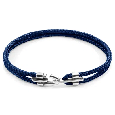 Anchor & Crew Men's Navy Blue Canterbury Silver & Rope Bracelet