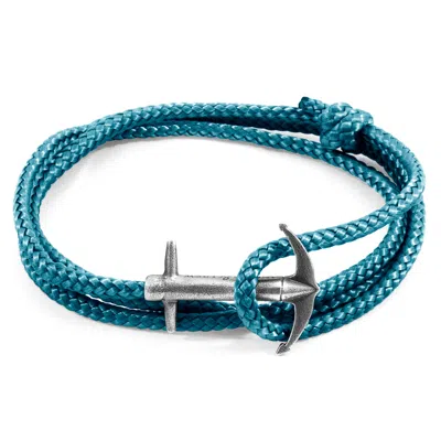 Anchor & Crew Men's Ocean Blue Admiral Anchor Silver & Rope Bracelet