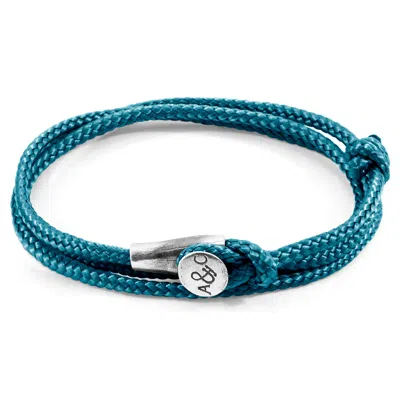 Anchor & Crew Men's Ocean Blue Dundee Silver & Rope Bracelet