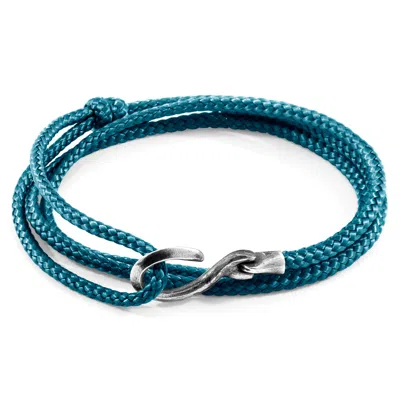 Anchor & Crew Men's Ocean Blue Heysham Silver & Rope Bracelet