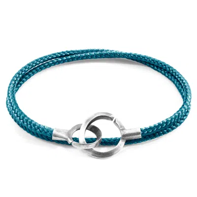 Anchor & Crew Men's Ocean Blue Montrose Silver & Rope Bracelet