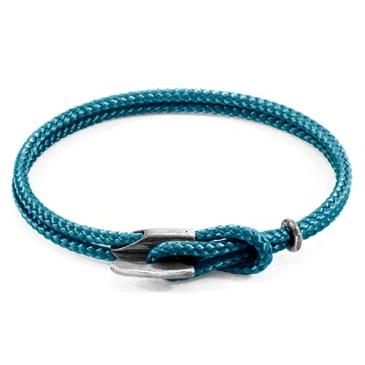 Anchor & Crew Men's Ocean Blue Padstow Silver & Rope Bracelet