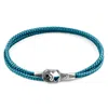 Anchor & Crew Men's Ocean Blue Tenby Silver & Rope Bracelet In Blue