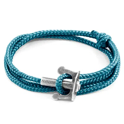 Anchor & Crew Men's Ocean Blue Union Anchor Silver & Rope Bracelet