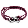 Anchor & Crew Men's Pink Aubergine Purple Clyde Anchor Silver & Rope Bracelet In Pink