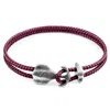 Anchor & Crew Men's Pink Aubergine Purple Delta Anchor Silver & Rope Bracelet In Pink