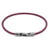 Anchor & Crew Men's Pink Aubergine Purple Talbot Silver & Rope Bracelet In Pink