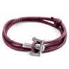 Anchor & Crew Men's Pink Aubergine Purple Union Anchor Silver & Rope Bracelet In Pink