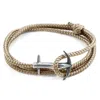 Anchor & Crew Men's Sand Brown Admiral Anchor Silver & Rope Bracelet In Brown