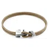 Anchor & Crew Men's Sand Brown Brixham Silver & Rope Bracelet In Brown