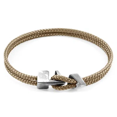 Anchor & Crew Men's Sand Brown Brixham Silver & Rope Bracelet