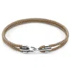 Anchor & Crew Men's Sand Brown Canterbury Silver & Rope Bracelet In Brown