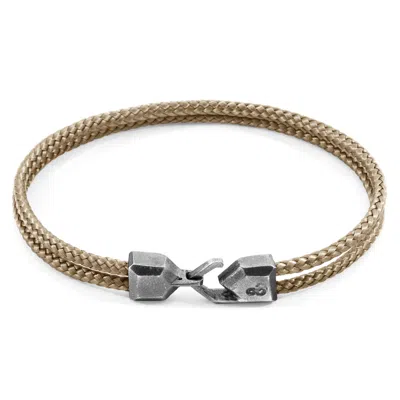 Anchor & Crew Men's Sand Brown Cromer Silver & Rope Bracelet