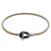 Anchor & Crew Men's Sand Brown Cullen Silver & Rope Bracelet In Brown