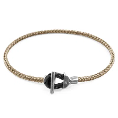Anchor & Crew Men's Sand Brown Cullen Silver & Rope Bracelet