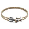 Anchor & Crew Men's Sand Brown Delta Anchor Silver & Rope Bracelet In Brown